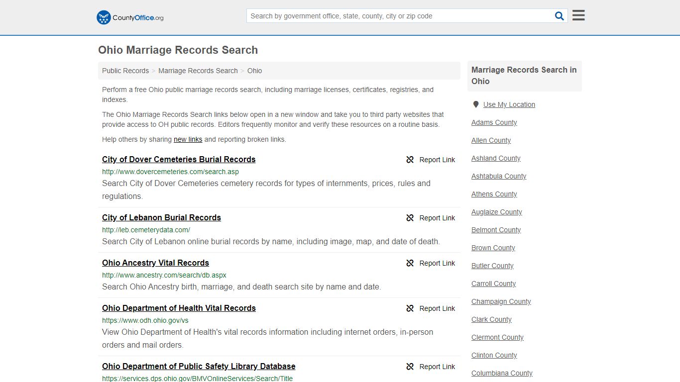 Marriage Records Search - Ohio (Marriage Licenses ...
